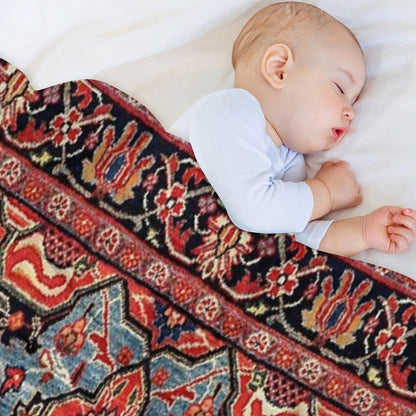 Kashan Poshti Central Persian Rug Print Throw Blanket