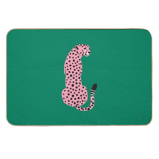 Pink Leopard  African Cheetah  Tropical Pop Art Bath Mat