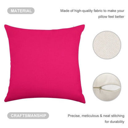 Super Bright Fluorescent Pink Neon Linen Throw Pillow Cover