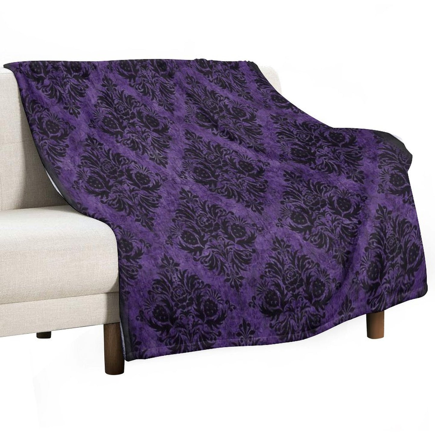Gothic Damask Purple Throw Blanket