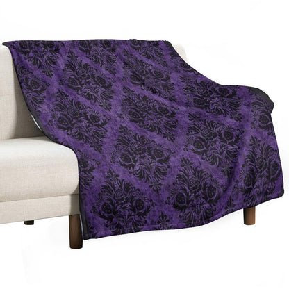 Gothic Damask Purple Throw Blanket