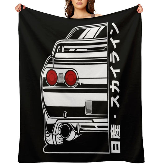 Skyline R32 GTR (White Print) Throw Blanket