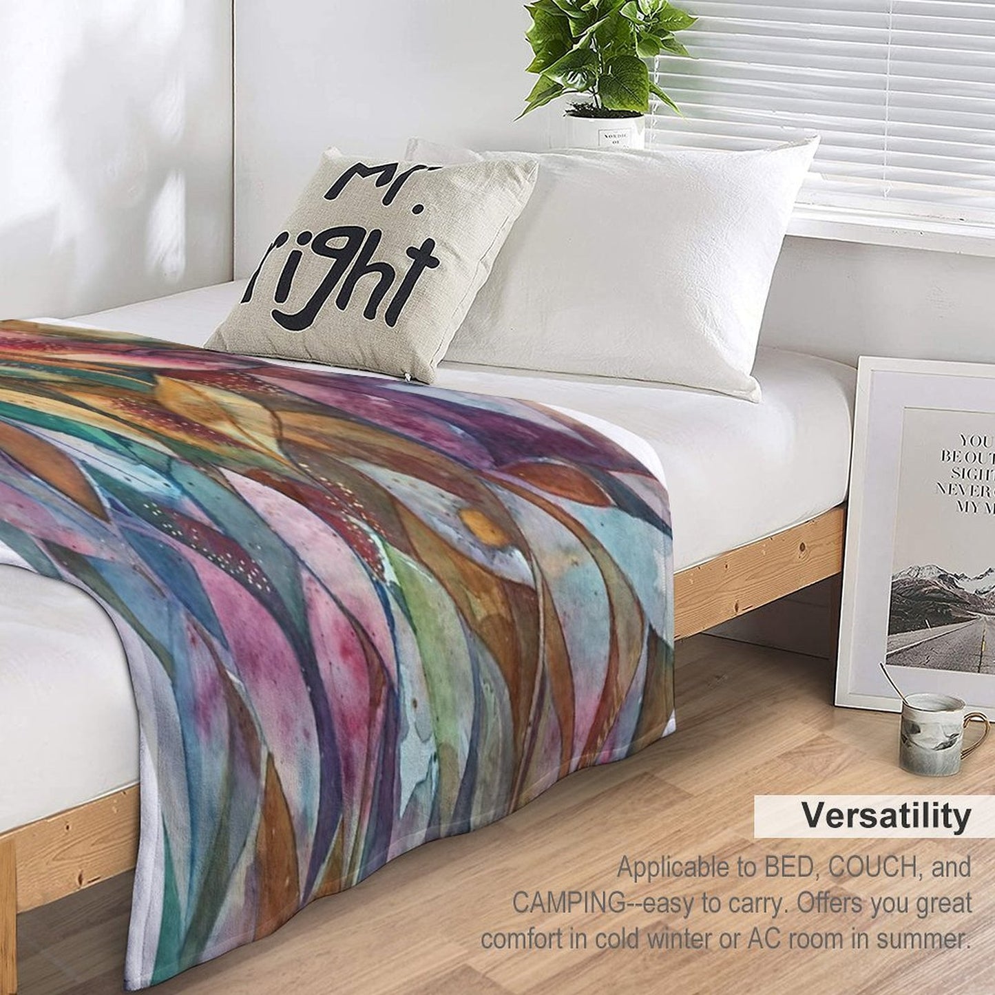 Watercolor Gum Blossoms in Green And Pink Throw Blanket