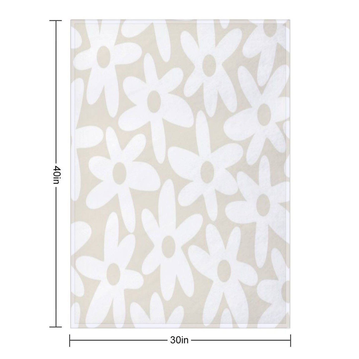 Daisy Time Floral Pattern in White And Beige Throw Blanket