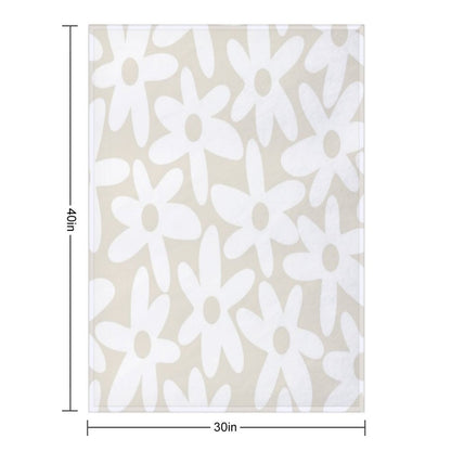 Daisy Time Floral Pattern in White And Beige Throw Blanket