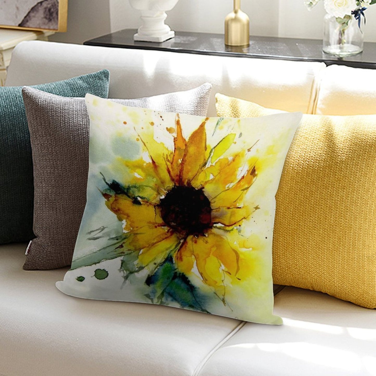 Sunflower Soft Bedroom Essential Throw Pillow