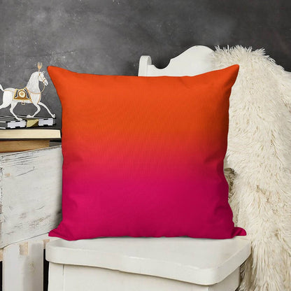 Neon Orange And Neon Pink Ombre Shade Color Fade Linen Throw Pillow Cover