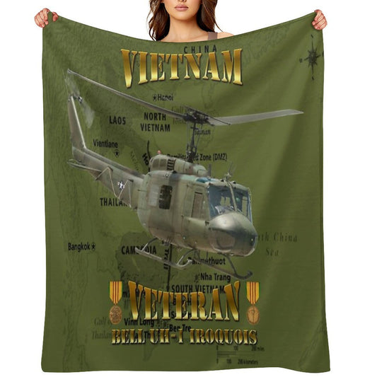 UH-1 Iroquois 'Huey' Vietnam Veteran Throw Blanket