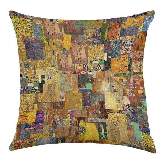 Gustav Klimt Linen Throw Pillow Cover