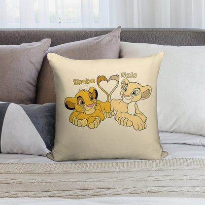 Simba And Nala - Cartoon Cubs Soft Decorative Cover Throw Pillow