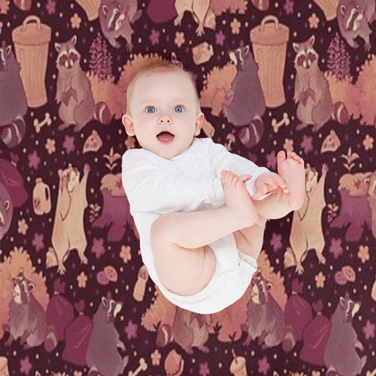 Raccoons Nighttime Pillage Throw Blanket