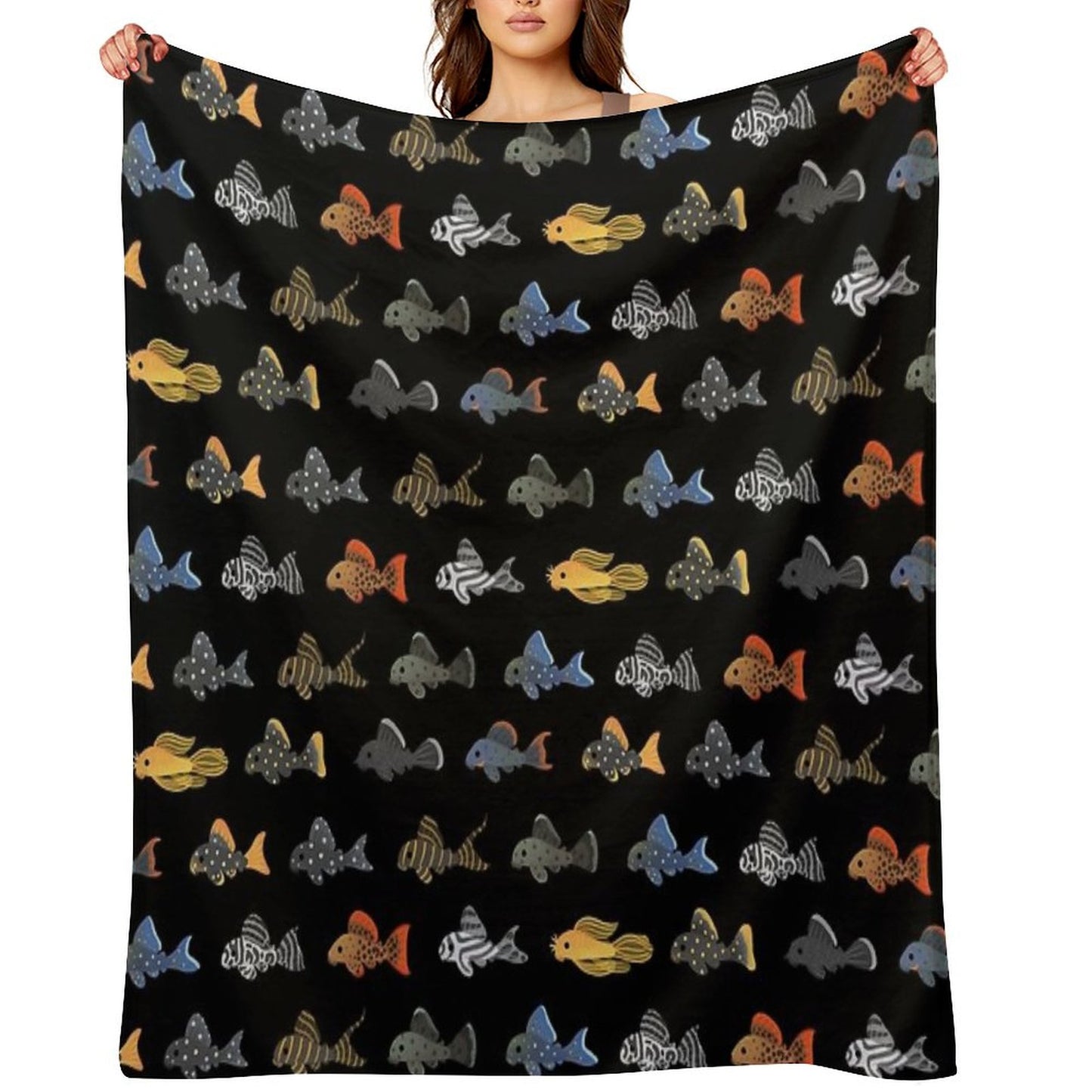 Pleco! - Black Throw Blanket