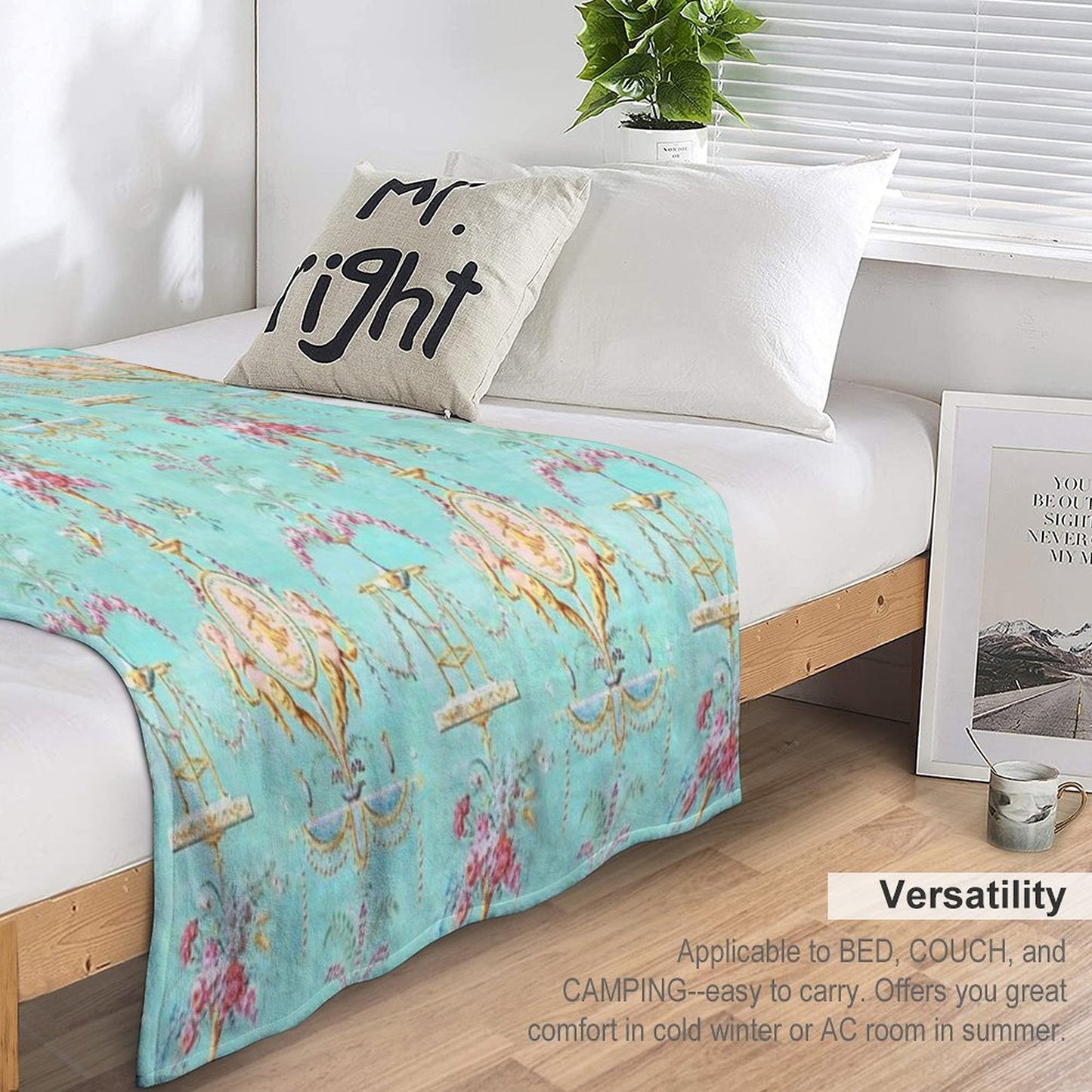 Marie Antoinette French Rococo Paris Pattern Throw Blanket