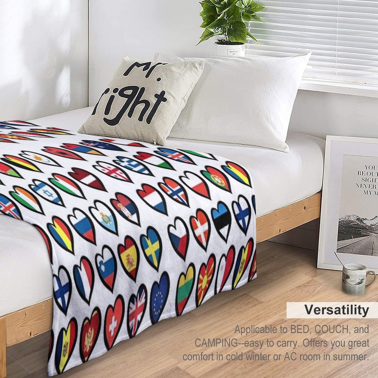 Eurovision Song Contest Flags Hearts ESC EBU Eurofans Throw Blanket