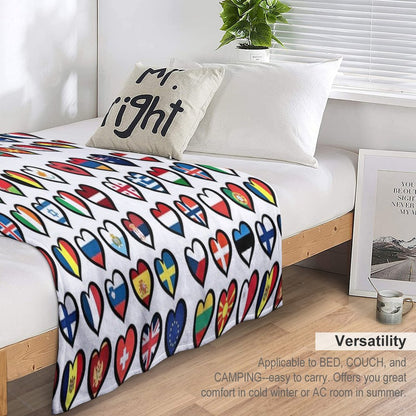 Eurovision Song Contest Flags Hearts ESC EBU Eurofans Throw Blanket