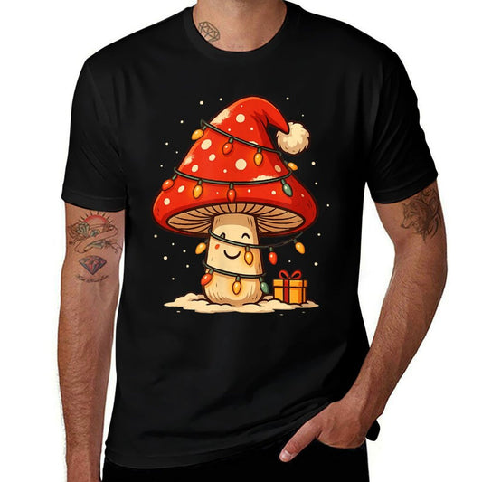 Cute Christmas Mushroom with Lights Cottagecore  Soft T-Shirt