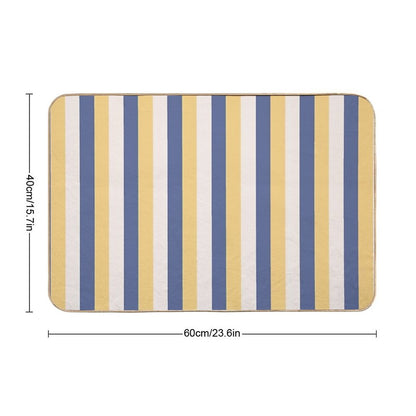 Blue Yellow Stripes - Striped Bath Mat