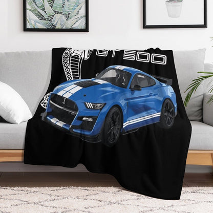 GT500 Mustang Shelby Cobra Velocity Blue Throw Blanket