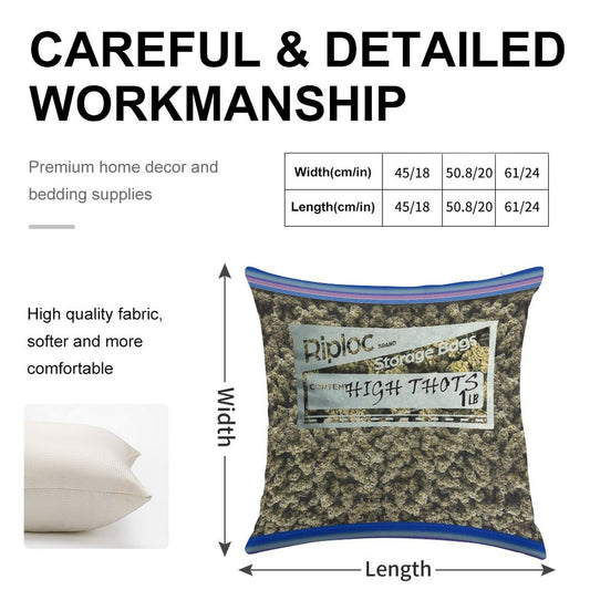 Weed Baggie Linen Throw Pillow Cover