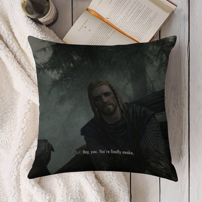 Youre Finally Awake! Linen Throw Pillow Cover
