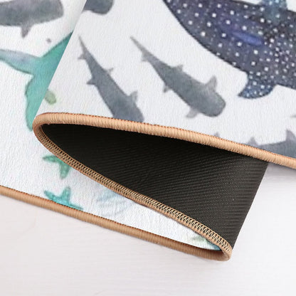 Sharks, Humpback Whales, Orcas & Turtles Ocean Play Print Bath Mat