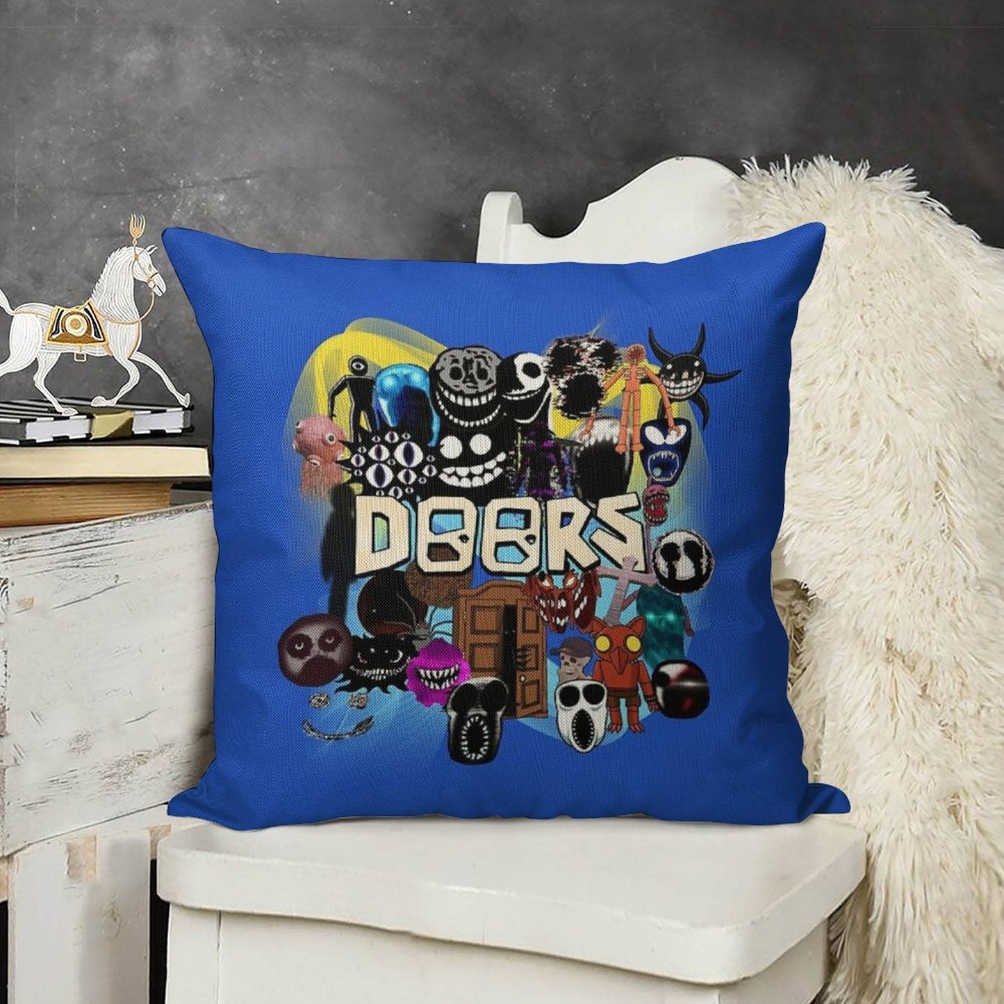 Doors All The Entities New Doors Game Update Linen Throw Pillow Cover