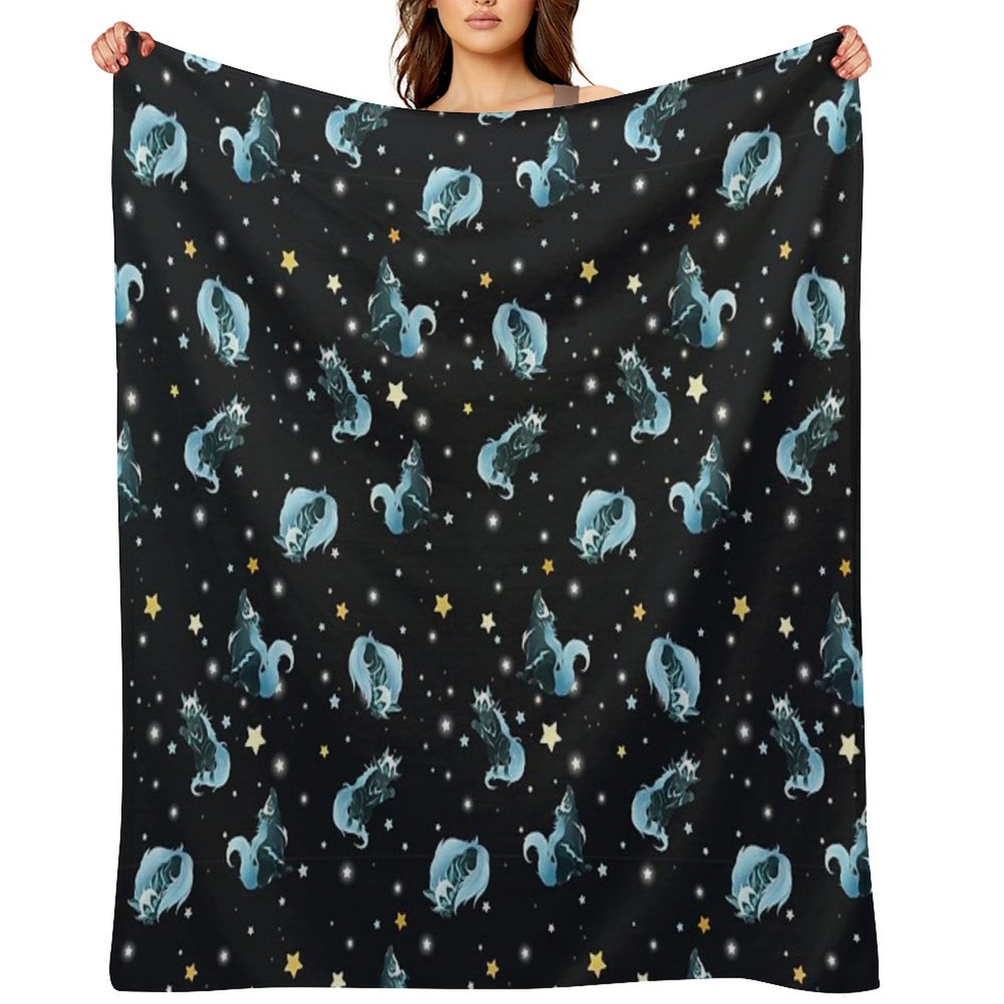 Cosmic Wolf Throw Blanket
