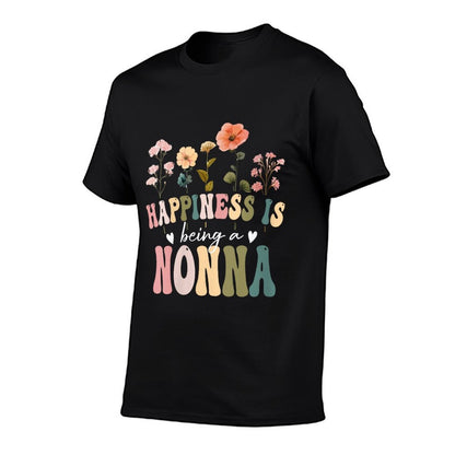 Womens Happiness Is Being A Nonna Floral Design Nonna Mother&#39;s Day T-Shirt
