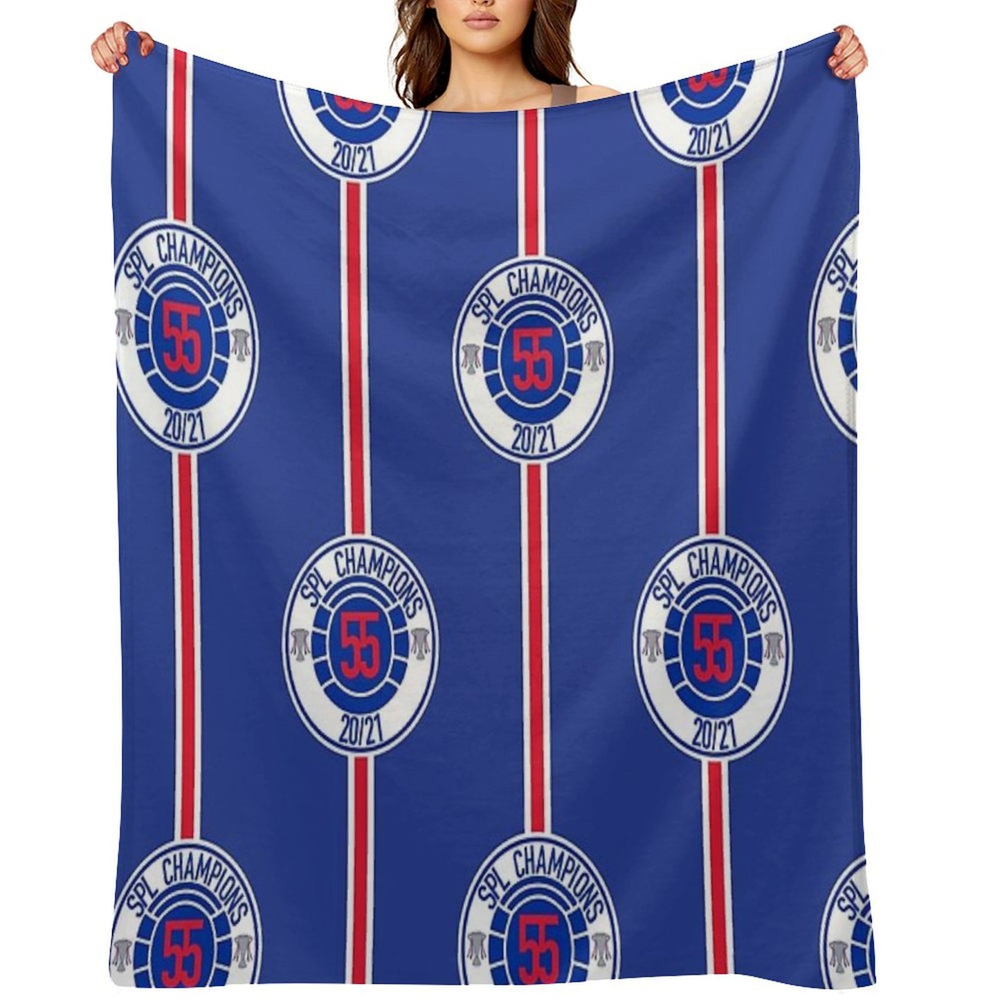 Rangers Fc Champions Mock Badge Design Throw Blanket