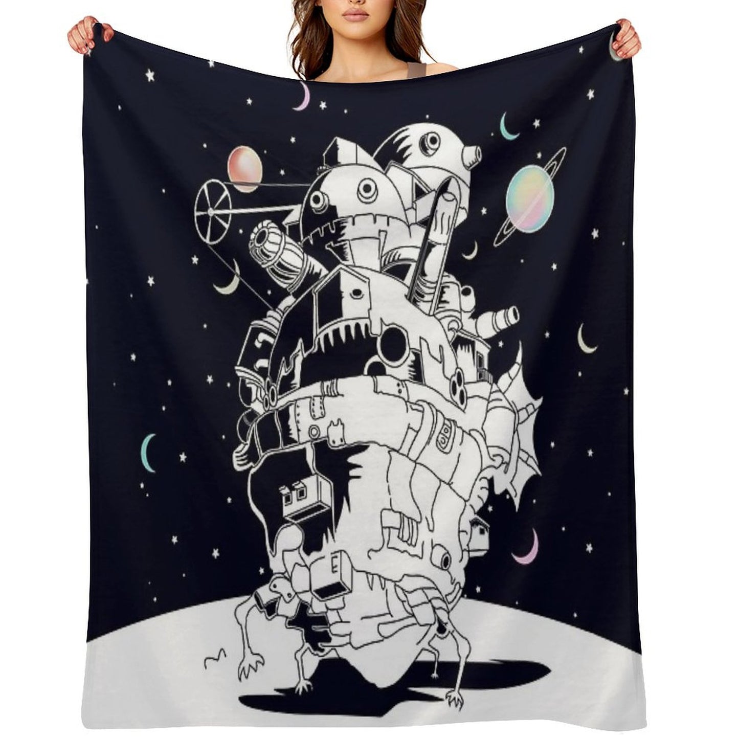 Castle in A Starry Night Throw Blanket