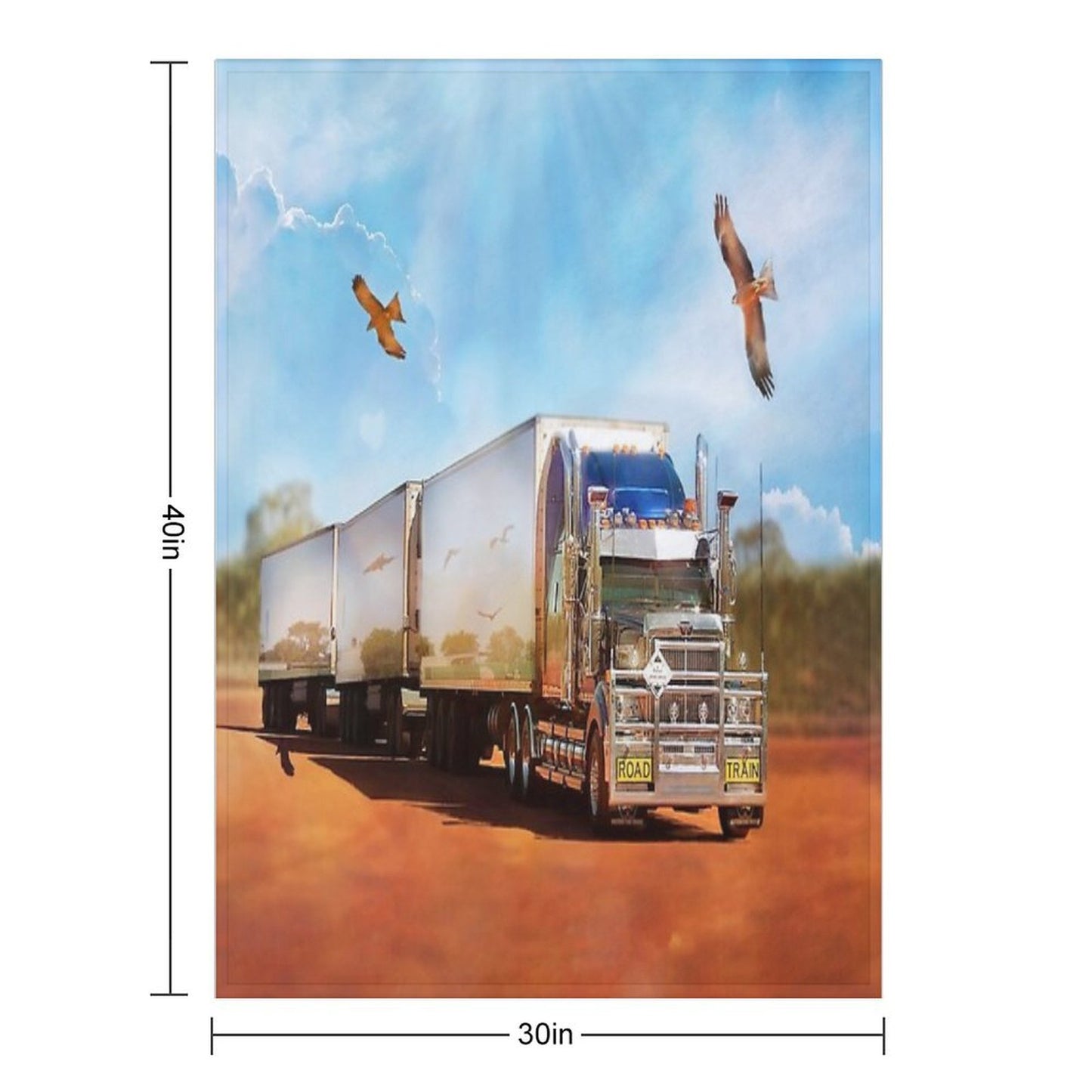Kenworth Truck with Three Tailers Throw Blanket