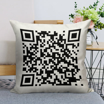 QrCode Rick Astley - Never Gonna Give You Up Linen Throw Pillow Cover