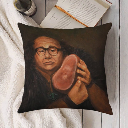 Danny Devito And His Beloved Ham Linen Throw Pillow Cover