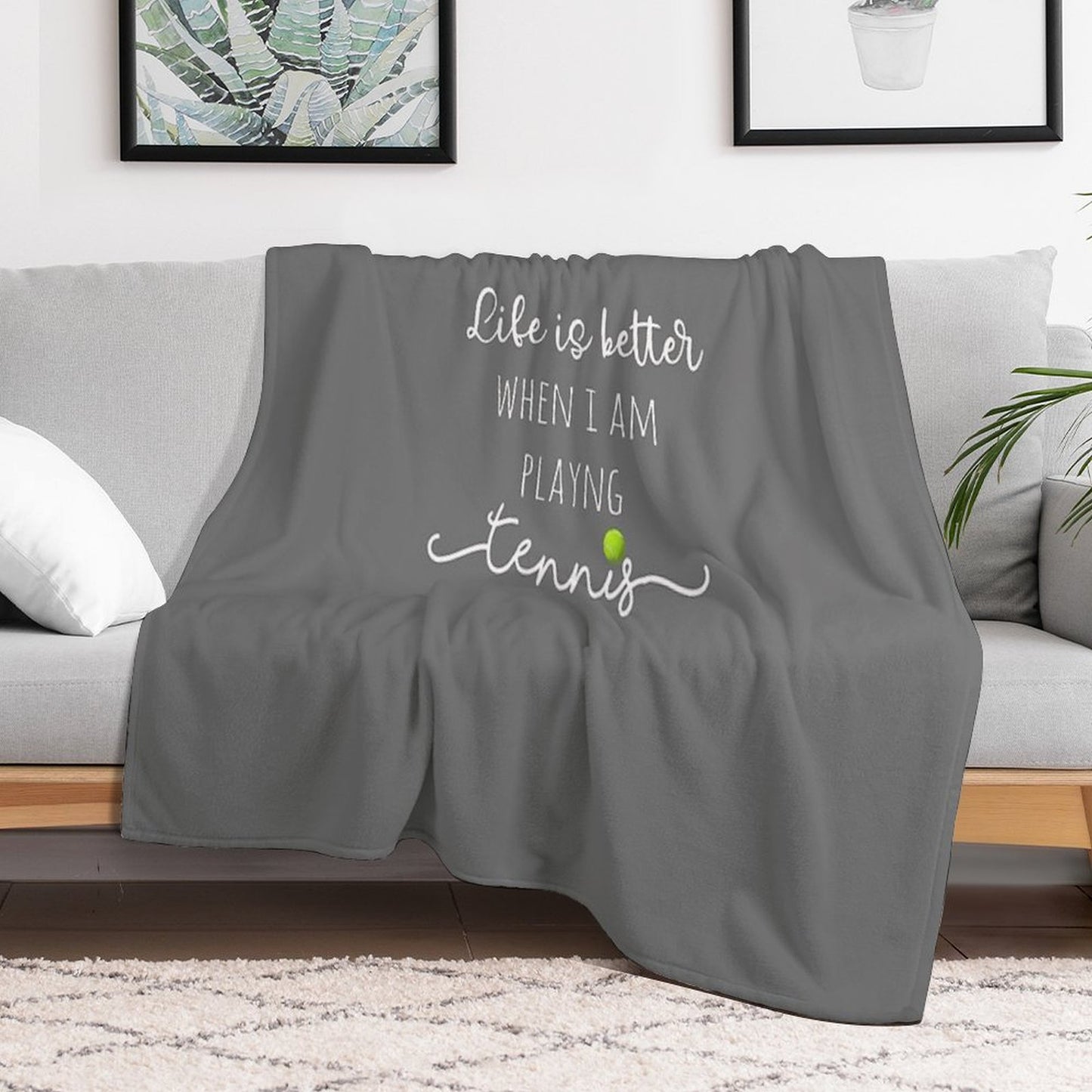 Top Fun Life Is Better with Tennis Design Throw Blanket