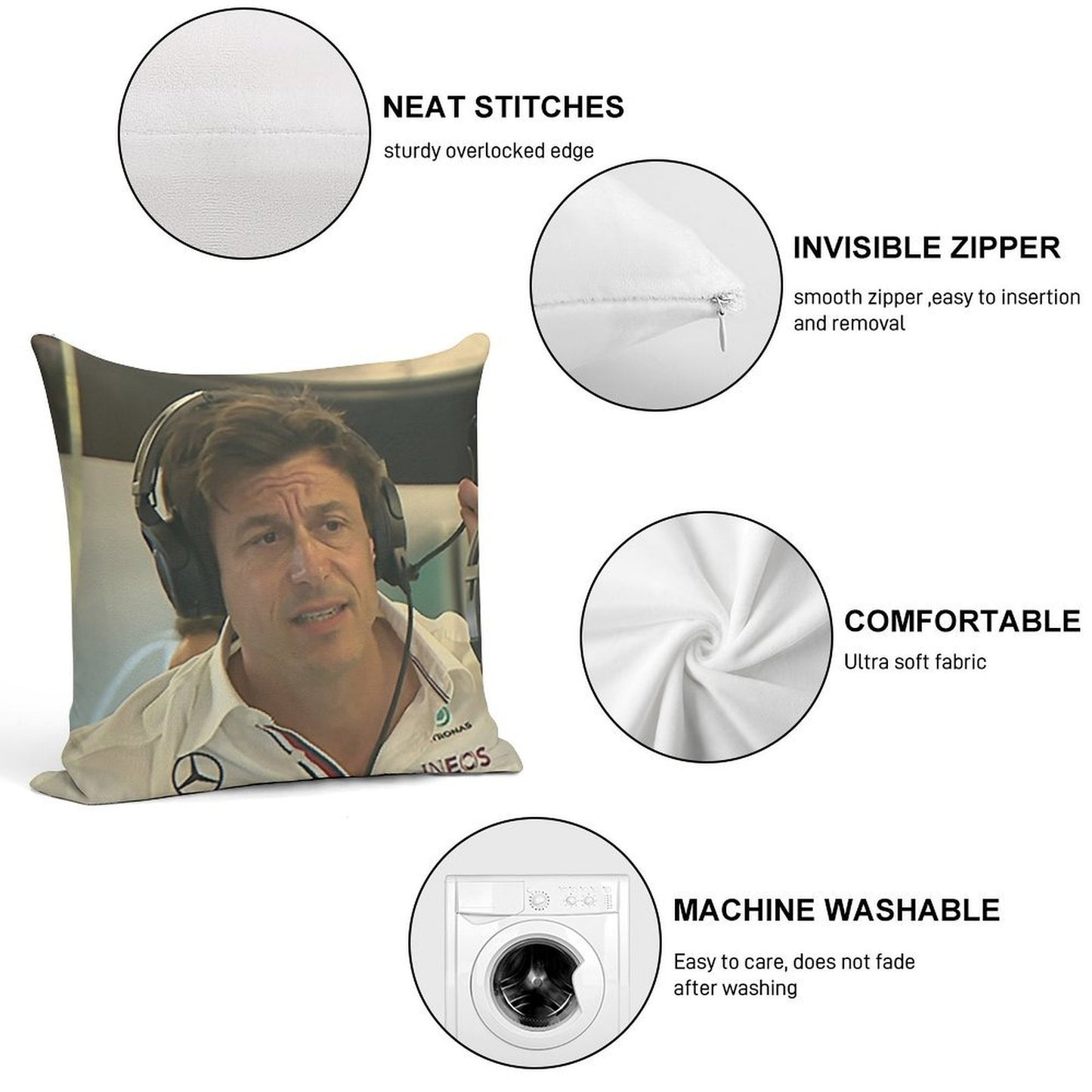 Confused Toto Wolff Soft Anti-Pilling Throw Pillow