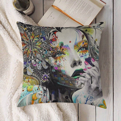 Banksy Urban Princess Graffiti Oil Painting Linen Throw Pillow Cover