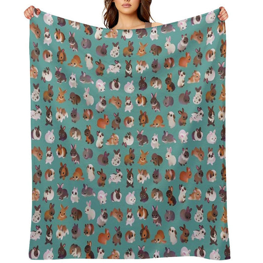 Bunny Day - Green Throw Blanket