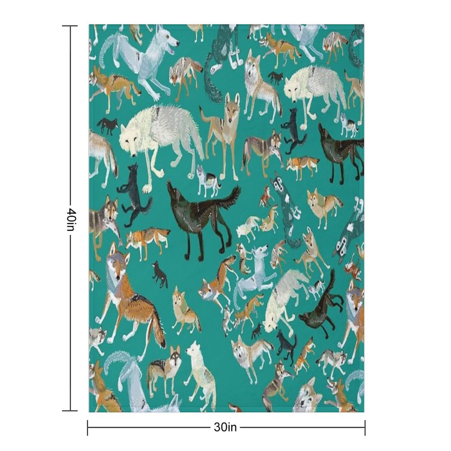 Wolves of The World (Green Pattern) Throw Blanket