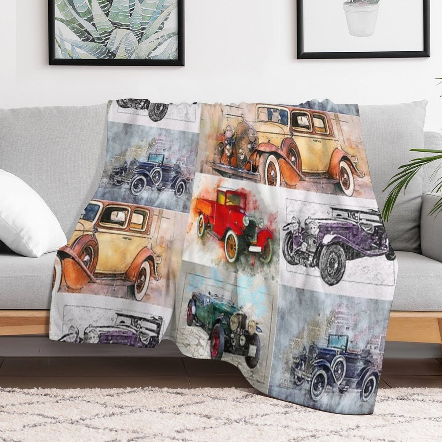 Classic Vintage Cars Montage #4 Throw Blanket