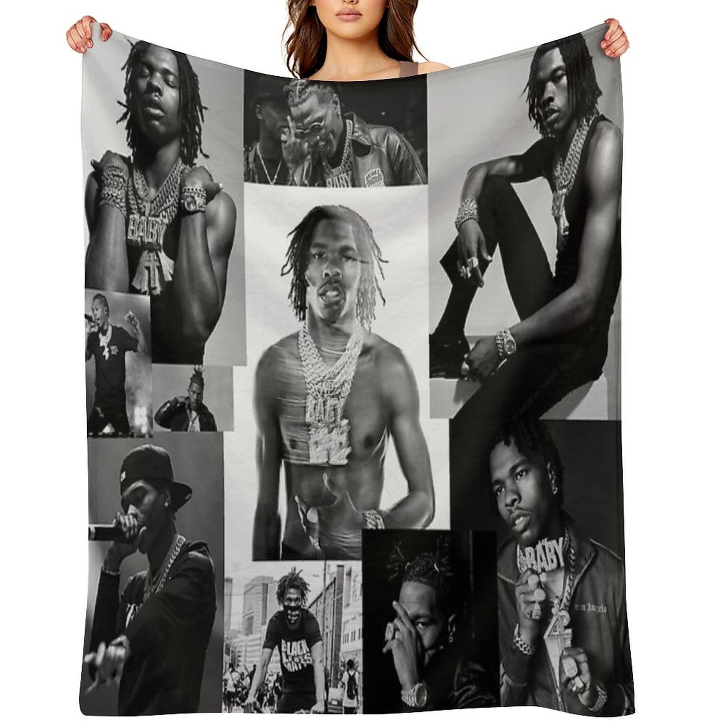 Lil Baby  B&W Collage Throw Blanket