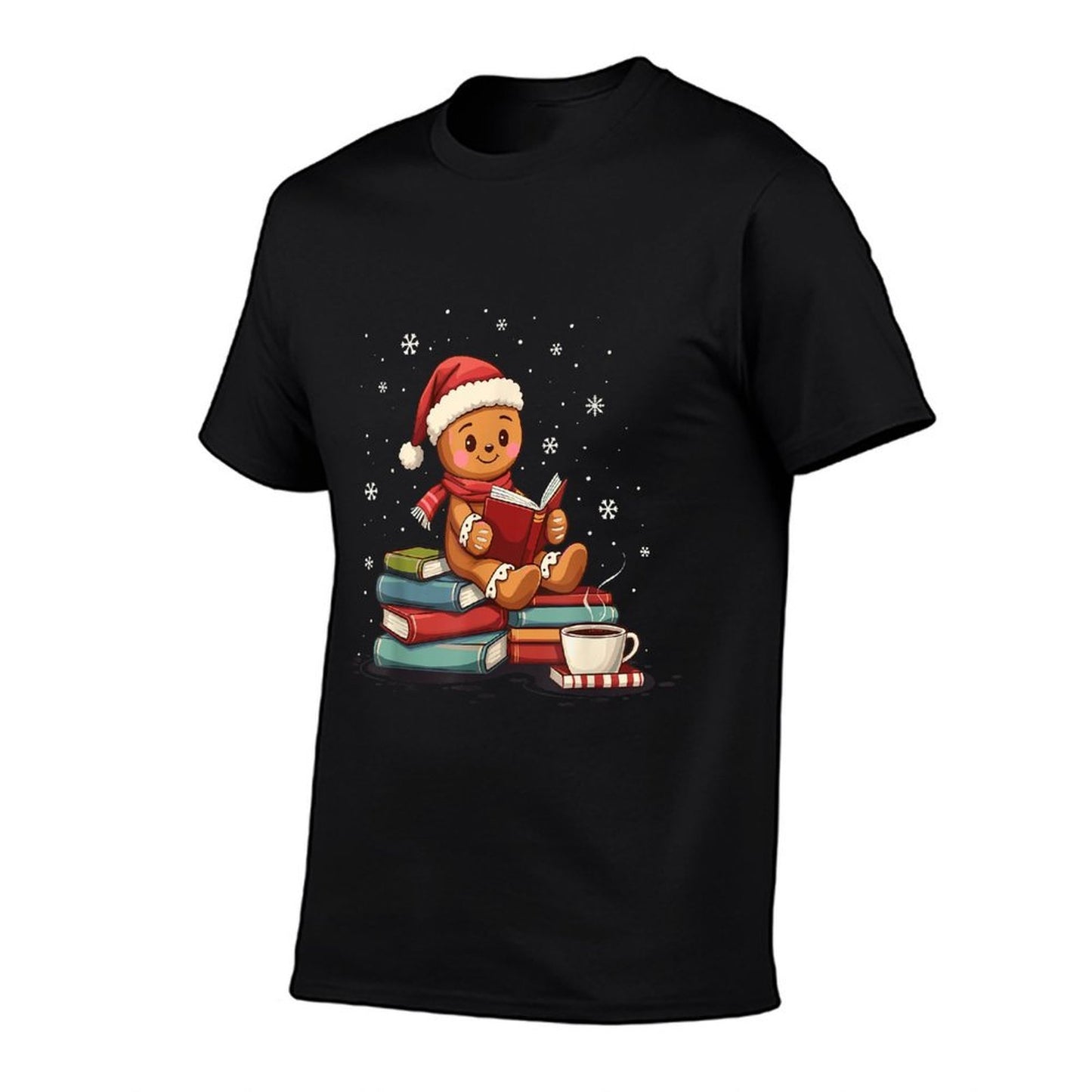 Gingerbread Reading Book Lovers Christmas Bookworm Librarian  Oversized Silhouette T-Shirt