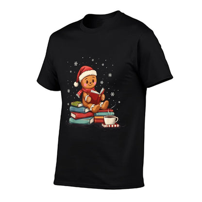 Gingerbread Reading Book Lovers Christmas Bookworm Librarian  Oversized Silhouette T-Shirt