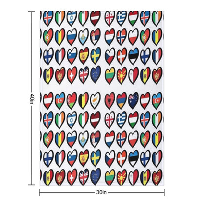 Eurovision Song Contest Flags Hearts ESC EBU Eurofans Throw Blanket