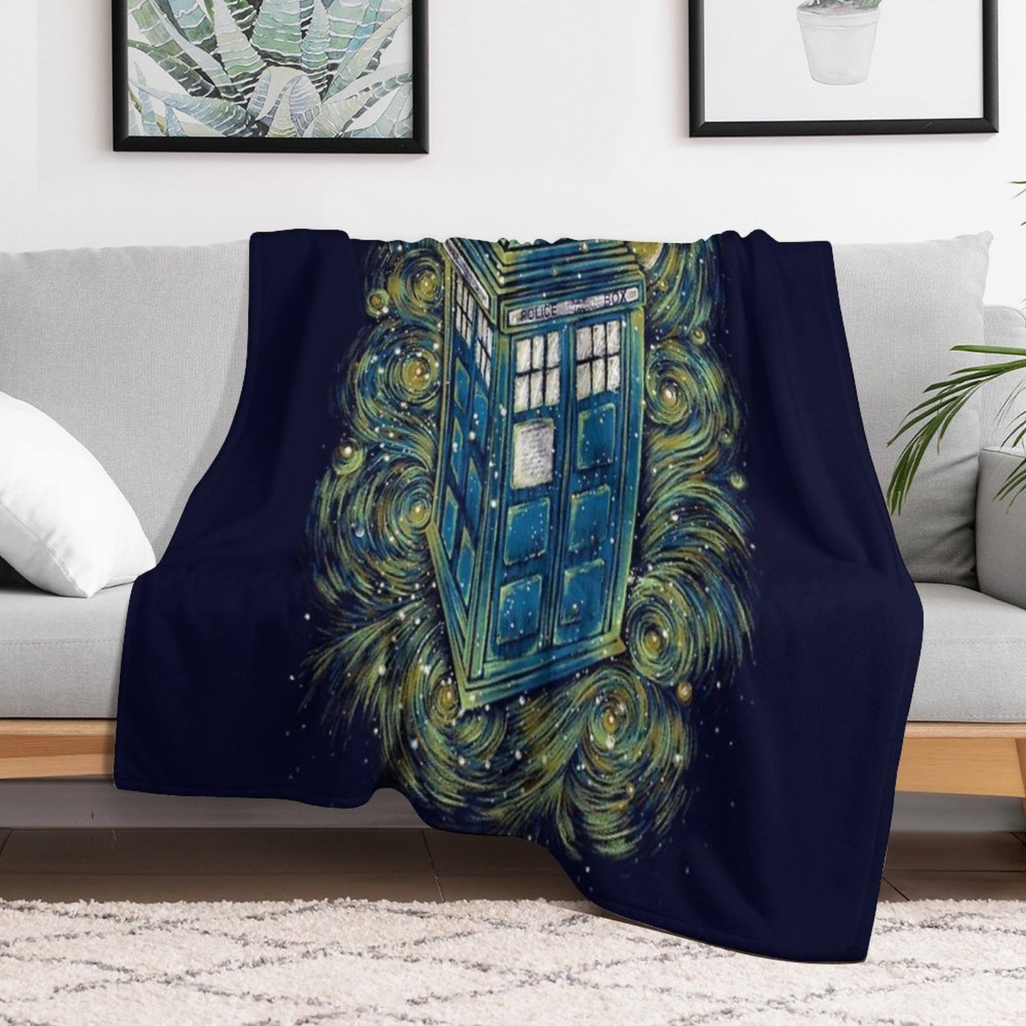 The Doctor in The Starry Night Throw Blanket