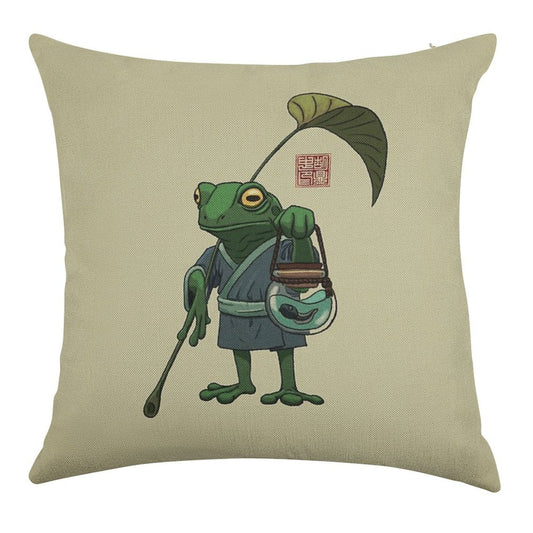 A Frog And His Son Linen Throw Pillow Cover