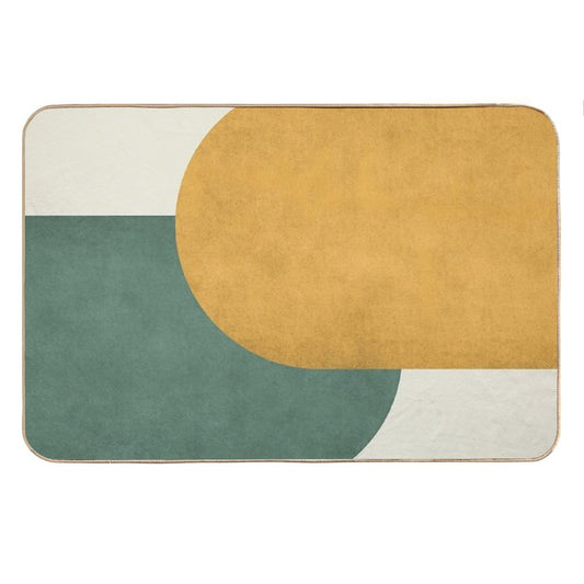 Half Circle Colorblock - Gold Green Bath Mat