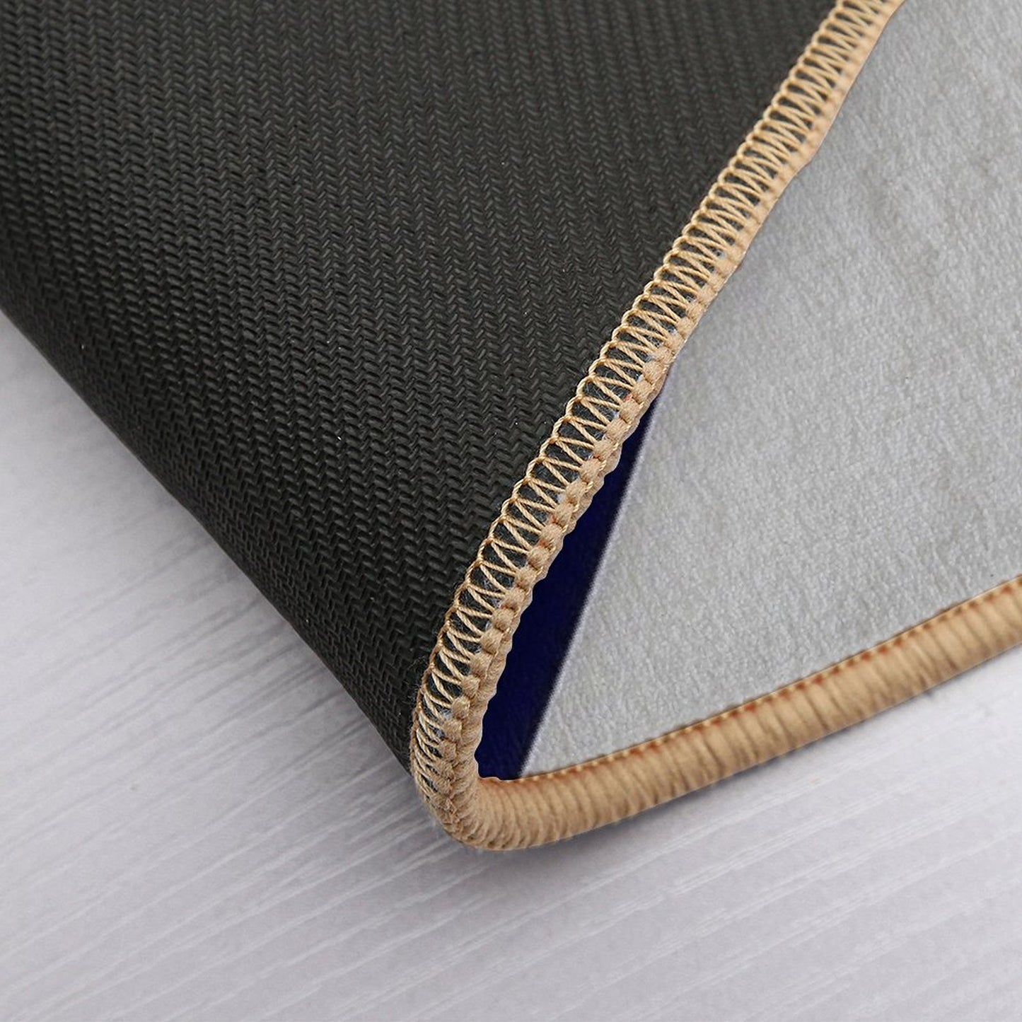 Tricolor Navy Blue Silver Gray And White Bath Mat