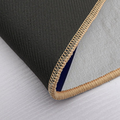 Tricolor Navy Blue Silver Gray And White Bath Mat