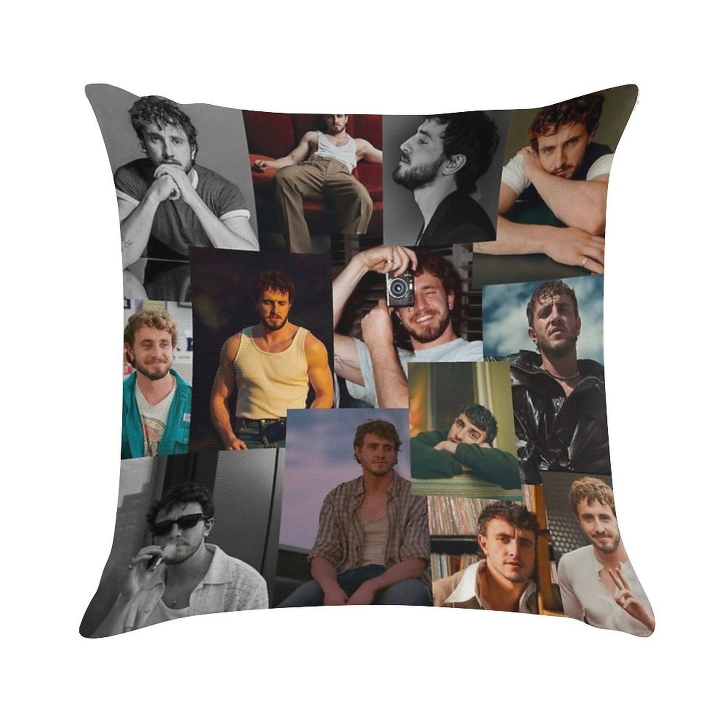Paul Mescal Collage Soft Durable Construction Throw Pillow