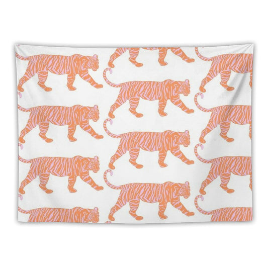 Orange And Pink Tiger Tapestry